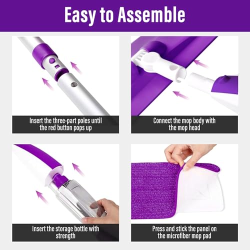 Wet Spray Mop for Floor Cleaning with 14 oz Bottle & 3 Microfiber Pads
