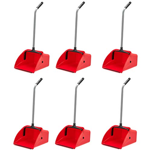 Amazon Basics Jumbo Lobby Dustpan, Indoor Outdoor Use, 6-Pack, Red