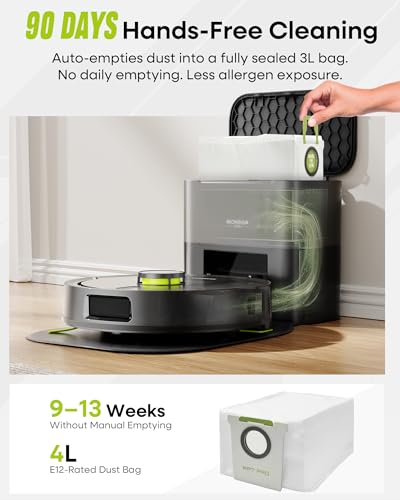 MONSGA Robot Vacuum and Mop Combo, 90 Days Self-Emptying with 8000Pa Suction, LiDAR Smart Mapping, Dual Anti-Tangle for Pet Hair, Carpet and Hard Floor