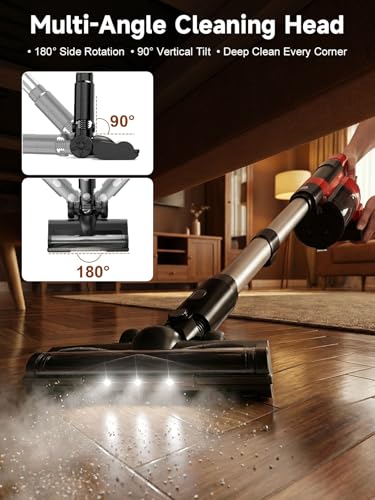 60KPa Cordless Vacuum Cleaner for Home, 700W Pet Vacuum, 70-Min Runtime, Lightweight, Rechargeable 8000mAh Dual Batteries, 2L Dust Cup, LED Display, Anti-Tangle for Pet Hair, Carpet & Hardwood Floors