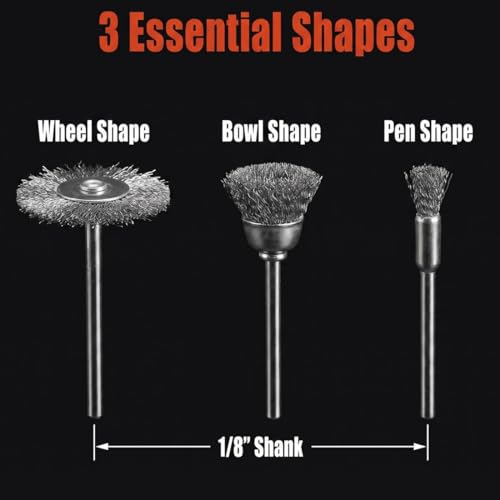 𝐉𝐔𝐍𝐋𝐈𝐗𝐍 30 Pcs Wire Brush Wheel, 1/8 Inch Shank Coarse Crimped Steel Wire Brushes Kits for Dremel Rotary Tool (Silver)