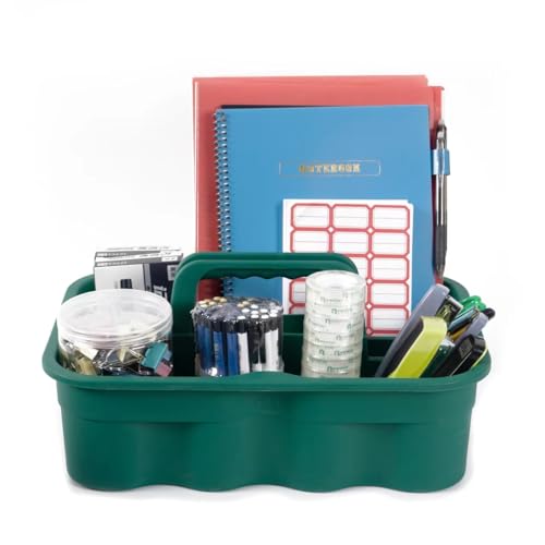 Matthew Large Plastic Tote Tool & Deluxe Supply Cleaning Caddy with Handle Portable Shower Basket Storage Caddy for Cleaning Products Organizer,Take-Out Coffee/Soft Drink,Bath Multi Use - Green