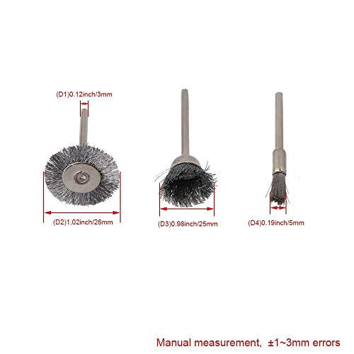 45PC Wire Brush Set for Drill, Stainless Steel Wheel Brushes Rotary Tool Accessories, Ideal for Rust Removal, Grinding, Sanding, Polishing, Fits Dremel & Most 1/8" Collet Tools
