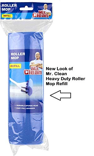 Mr. Clean Heavy Duty Roller Floor Mop Scrubber Sponge Refill Head, Blue