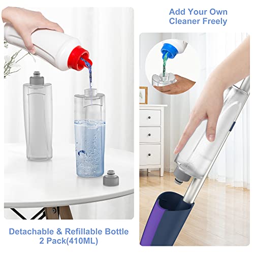 Spray Mops for Hardwood Floors Cleaning: MEXERRIS Wet Mop with 2 Refillable Bottles - Floor Mop with 4 Washable Pads for Swiffer PowerMop - Home Commercial Dry Dust Mops for Laminate Tile Vinyl Wood