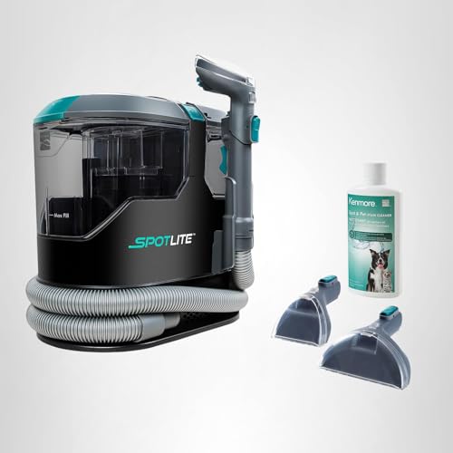 Kenmore KW2001.01 Upgrade SpotLite Portable Carpet Spot Cleaner & Pet Stain Remover, 17Kpa Powerful Suction with Versatile Tools for Upholstery, Couches, Car and Auto Detailer, Black