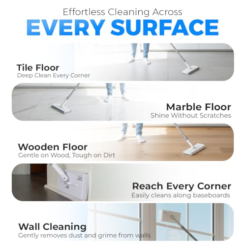 CleanMattix - FlexiClamp Sweep & Mop Kit - Compatible with Swiffer Pads, Durable Cleaning Tool for Hardwood, Tile, Marble & Laminate Floors, Home, Kitchen Cleaning Essentials. (Include 10 Dry Cloths)
