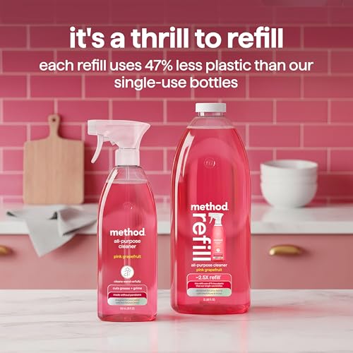 method All-Purpose Cleaner Spray, Pink Grapefruit - Cuts Grease & Grime on Counters, Glass, Sealed Wood & Floors, for Kitchen & Bathroom, 28 fl oz