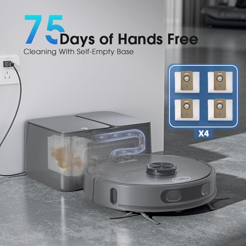 Robot Vacuum and Mop Combo, Mapping Robotic Vacuums Cleaner with 75 Days Self-Emptying, LiDAR Navigation Smart & Strong Suction, WiFi/App/Alexa/Voice Control, Quiet for Home Pet Hair Hard Floor Carpet