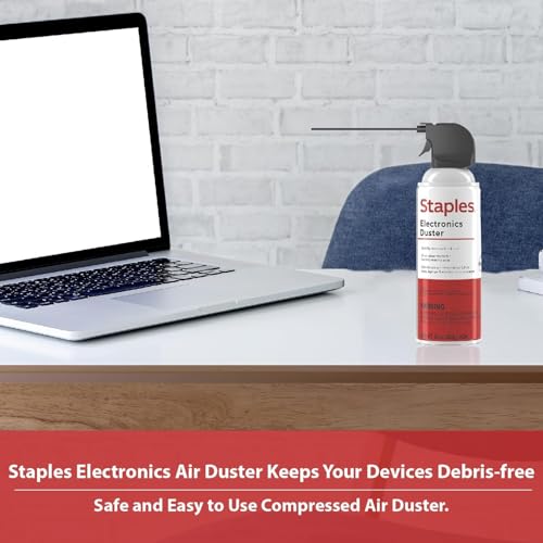 Staples Compressed Air Duster – 10 oz. Cans for Electronics, Keyboards & Office Devices, 2‑Pack