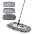 Eyliden Pro Dust Mop for Floor Cleaning | Dry Mop with 3 Reusable Microfiber Pads, Pet Hair Removal, Spill Absorption | One-Click Replacement, Telescopic Handle for Home and Commercial Use, Grey+Green