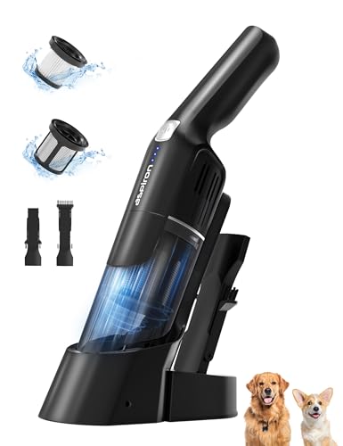 Aspiron Cordless Handheld Vacuum, 24KPA Powerful Car Vacuum, 2-Speed, 2 Charging Methods, Wireless Charger, Ergonomic Handle, Portable Rechargeable Vacuum Cleaner for Car, Home, Jet Black