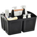 ALINK Portable Shower Caddy Basket with Compartments, Plastic Divided Cleaning Caddy Organizer Storage Tote with Handle for Bathroom, College, Dorm Room Essentials, Black