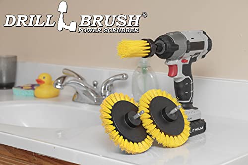 Tile and Grout Cleaning Drill Brush Set - 3 pack Drill Brush Power Scrubber Cleaning Brush Yellow Medium Stiffness - Shower Floor Scrub Brush for Drill - Bathroom Scrub Brush for Drill - Crevice Brush