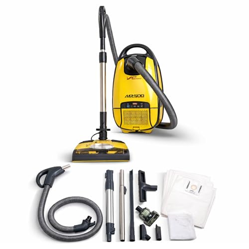 Vapamore MR-500 Vento Canister Vacuum, Professional-Grade Vacuum System with Turbo Pet Brush, Adjustable Suction, Extended Reach and 26’ Power Cord