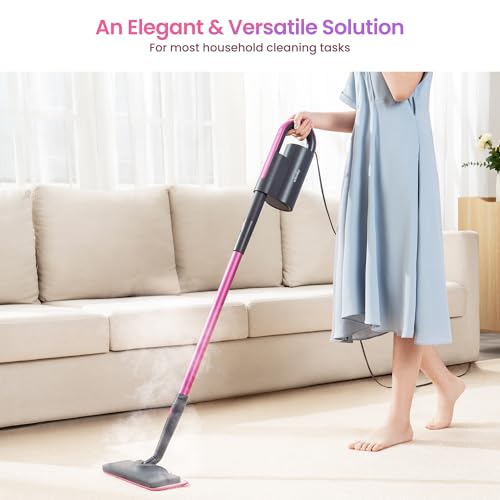 Schenley Steam Mop Cleaner with Detachable Handheld Steamer for Cleaning Hardwood, Laminate Floor, Tiles and Grout, with 14-in-1 Multi-purpose Accessories and Washable Microfiber Pads
