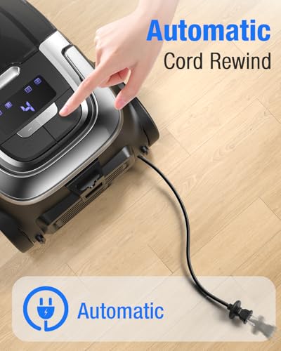 Zefiro Max 1600W Multi-Surface Bagless Canister Vacuum Cleaner, 40kPa Suction, Lightweight Corded Canister Vacuum, HEPA Filter, Auto Cord Rewind, Floors, Carpets, Pet Hair, Home Apartment