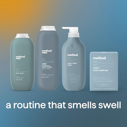 Method Men Body Wash, Sea and Surf Scent, Paraben and Phthalate Free, Quick-Lathering Cleansers, Cruelty Free, 18 oz (Pack of 1)