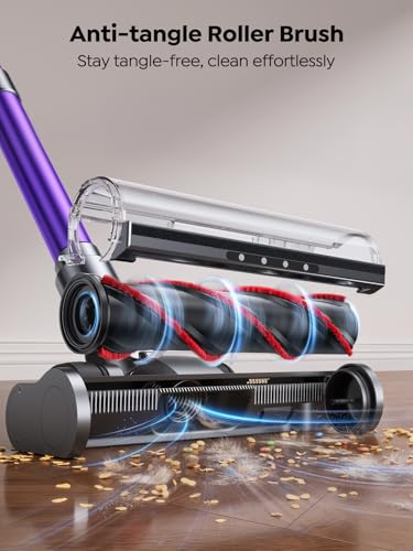 SMOTURE Cordless Vacuum Cleaner, 650W 55KPA 70Mins Vacuum Cleaners for Home, Cordless Stick Vacuum with LED Touch Screen, Anti-Tangle Wireless Vacuum, Handheld Vacuum for Pet Hair/Carpet/Floor