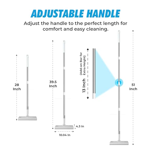 CleanMattix - FlexiClamp Sweep & Mop Kit - Compatible with Swiffer Pads, Durable Cleaning Tool for Hardwood, Tile, Marble & Laminate Floors, Home, Kitchen Cleaning Essentials. (Include 10 Dry Cloths)