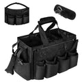 BOHEMIABY Large Cleaning Caddy Tote with Removable Divider, Heavy-Duty Wearable Apron Organizer with Pockets for Housekeeping, Cleaning Supplies, Tools (Black)