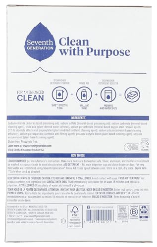 Seventh Generation Free and Clear Dishwasher Detergent Powder 75 oz