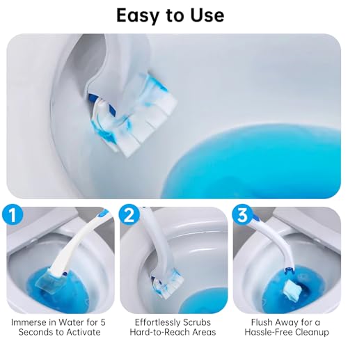24 Pack Flushable Refills Compatible with Scrubbing Bubbles Toilet Bowl Brush, Disposable Cleaner Refills Pads for Scrubbing Bubbles Toilet Wand, Toilet Brush Refill Accessories (Only Pads)