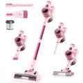 Dzaki Cordless Stick Vacuum Cleaner, 50KPa Brushless Motor Vacuum with Anti-Tangle, LED Display, 55-Min Runtime & Detachable Battery for Pet Hair, Carpet & Hardwood Floors (Cranberry)