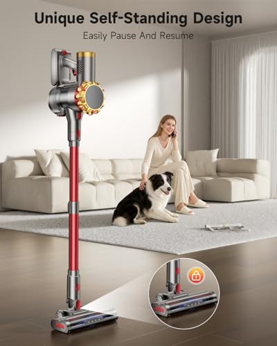 AIPOWAY Cordless Vacuum Cleaner 580W 50Kpa Vacuum Cleaners for Home, 65 Mins Battery Stick Vacuum Anti-Tangle, Self-Standing, 8-in-1 Lightweight Vacuum for Hardwood Floor/Carpet/Pet Hair