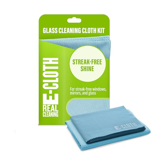 E-Cloth Window Cleaning Cloth Kit - Reusable Durable Towels, Washable & Long Lasting, Glass Cloth for Windows, Mirrors, Cars, Lenses & Screens, Streak Free Shine, Microfiber - Alaskan Blue