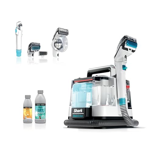 Shark PX201 StainStriker Portable Carpet & Upholstery Cleaner, Spot, Stain, & Odor Eliminator, 3 Attachments, Perfect for Pets, Carpet, Area Rugs, Couches, Upholstery, Cars & More, White (Renewed)