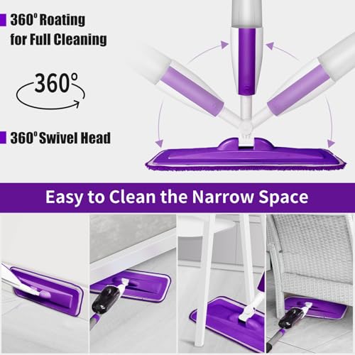 Wet Spray Mop for Floor Cleaning with 14 oz Bottle & 3 Microfiber Pads
