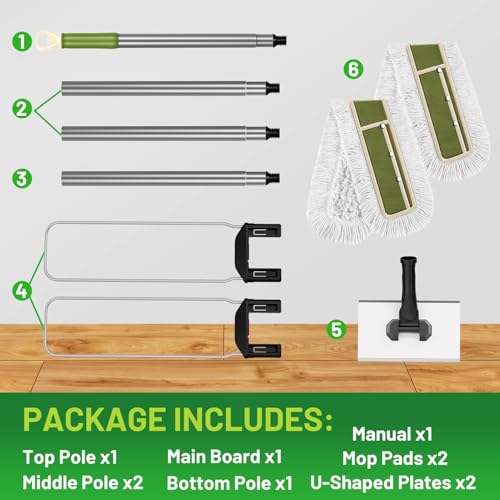 36" Commercial Dust Mop for Janitor: Wide Dust Broom Heavy Duty Industrial Floor Duster with 2 Large Pads for Hardwood Concrete Dry Floor Cleaning Gym Warehouse Sweeping