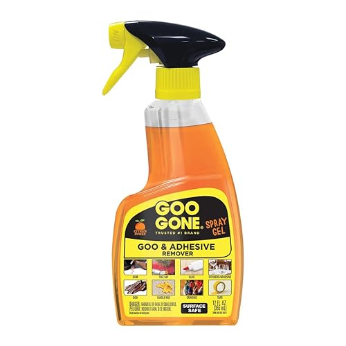 Goo Gone Adhesive Remover Spray Gel Removes Chewing Gum Grease Tar Stickers Labels Tape Residue Oil Blood Lipstick Mascara Shoe Polish Crayon Ounce, Orange, original, 12 Fl Oz