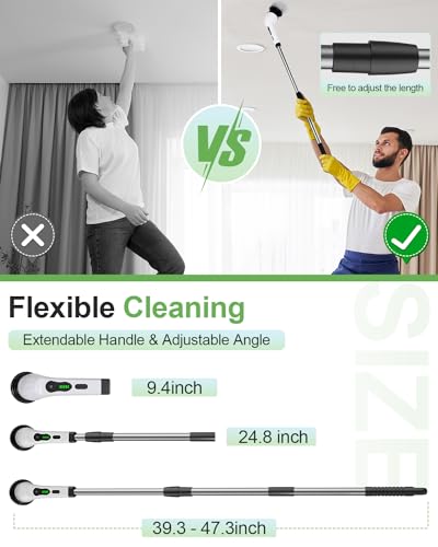 Electric Spin Scrubber, PX7 Waterproof for Floor Tub Tile Car, O-White.