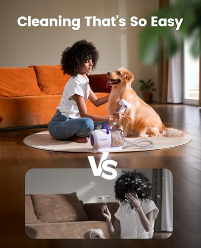 oneisall Dog Grooming Vacuum Kit: 15000Pa Shedding Brush with Grooming Tools, 3 Suction Low Noise, for Pet Thick and Undercoat, 1.5L Dust Cup, Dog Hair Vacuum, Home Cleaning, LM5