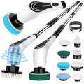 Lichffy Electric Spin Scrubber, Cordless Floor Scrubber Machine with 8 Cleaning Pads & Telescopic Handle, Bathroom Scrubber for Cleaning Tile Grout Tub Shower Floor Window Carpet, White-rx2...