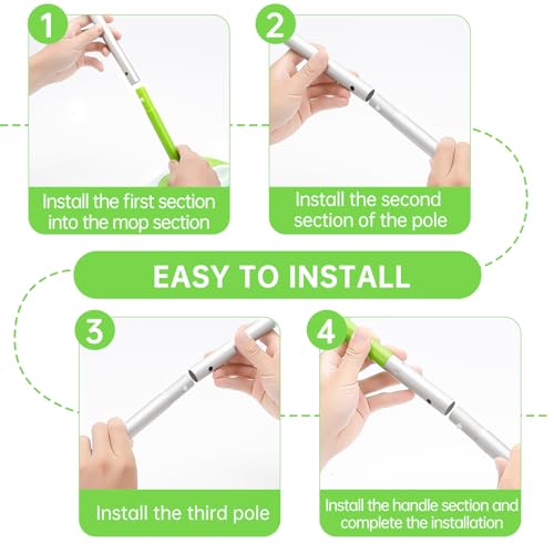 Mop Handle Compatible with Swiffer, Green Extra Long Detachable Mop Handle for Swiffer Dry & Wet Mops, Easy to Install & Replace