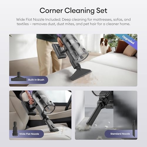 Ultenic Cordless Vacuum Cleaner, 55KPA/650W/80Mins, Cordless Stick Vacuum with 180°Bendable Wand, Touch Screen, Anti-Tangle Brush, Self-Standing, Vacuum Cleaners for Home/Floor/Pet Hair/Carpets