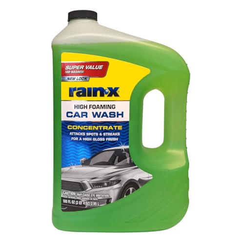 Rain-X 620191 Car Wash - 100 fl oz. High-Foaming, Concentrated Formula for Greater Cleaning Action, Safely Lifting Dirt, Grime and Residues for an Exceptional Clean