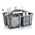 Haundry Plastic Shower Caddy Basket with 3 Compartments, Portable Divided Cleaning Supply Storage Organizer with Handle (Grey)
