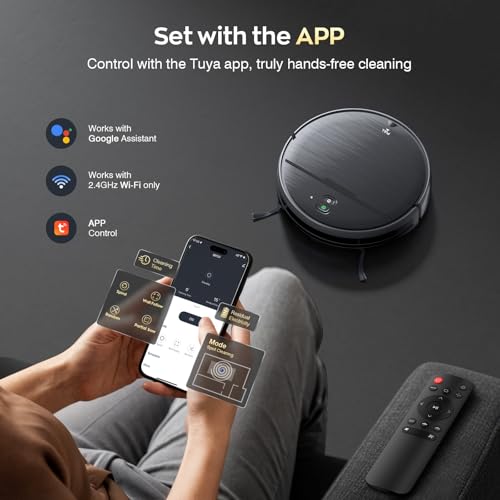 Robot Vacuum and Mop Combo, 2 in 1 Robot Vacuum Cleaner with WiFi/App, Smart Robotic Vacuums with Strong Suction, Schedule, Self-Charging, Slim, Quiet, Ideal for Hard Floor, Pet Hair, Low Pile Carpet
