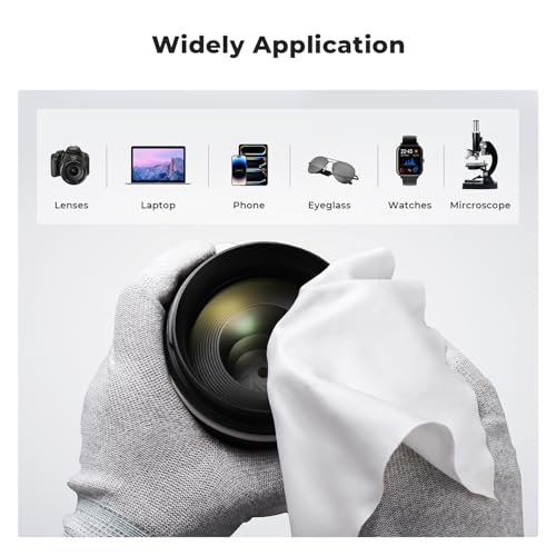 K&F CONCEPT 10 Pack Microfiber Cleaning Cloths，Washable Reusable 6x6in Vacuum Wrapped Lint Free Glasses Cloth for Glasses, Lens, Screens & More