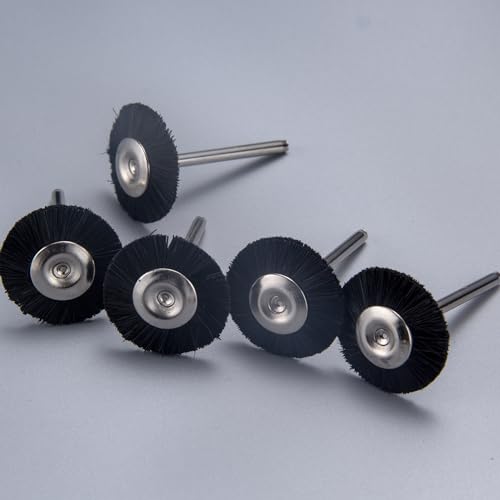 EASYIKI 15 Pieces Black Hair Polishing Brushes, Mini Brush Wheel, Polishing Wheel Kits for Rotary Tools (1/8 Inch Shank)
