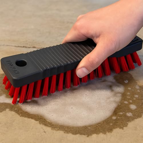 Libman Heavy-Duty Scrub Brush with Scraper – Durable Resin Block, Recycled PET Bristles – Industrial Strength for Kitchen, Bathroom, Garage, Grout & Outdoor – Ergonomic Grip – 2 Pack