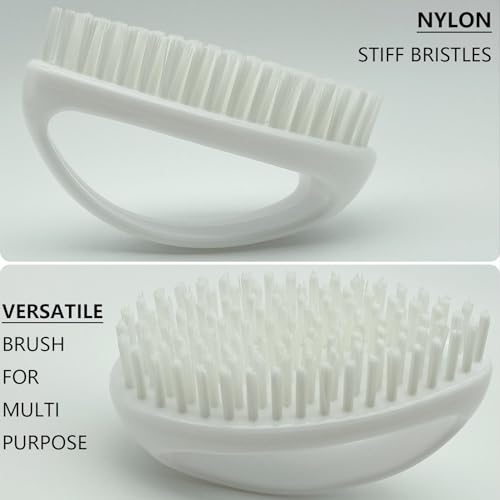 GKETN Scrub Brush for Cleaning Scrubbing Heavy Duty Stiff Nylon Bristles Cleaning Brush Multi-Purpose, White & Small Size