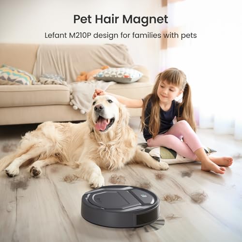 Lefant M210P Robot Vacuum Cleaner, 4000pa Suction, 200 Mins Runtime, Super Thin, Quiet, Self-Charging, Ideal for Pet Owners, Multi Surface Cleaning, APP/WiFi/Alexa Control, Gray