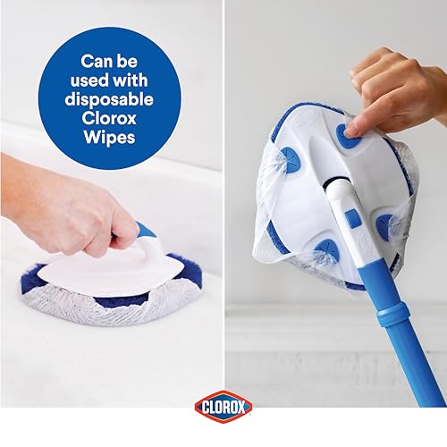 Clorox Extendable Tub & Tile Scrubber Refill, Diamond-Shaped Head Replacement Scrubber Pad, Blue