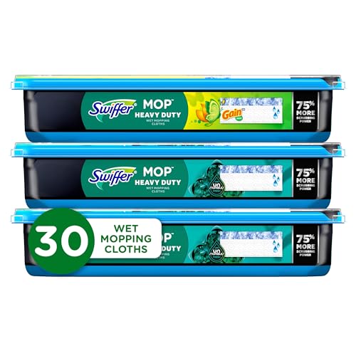Swiffer Heavy Duty Mop Wet Multi-Surface Cloth Refills for Floor Mopping and Cleaning, Gain and Unstopables Scents, 30 count