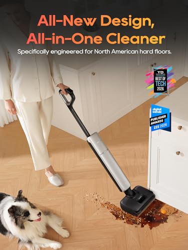 DREAME Aero Pro Wet Dry Vacuum Mop, Ultra-Slim with Hot Self-Cleaning/Self-Drying, 0 Hair Tangle Great for Pet Owner, Powerful Wet Dry Vacuum with 60min Runtime, Pick-up & Mop at The Same Time